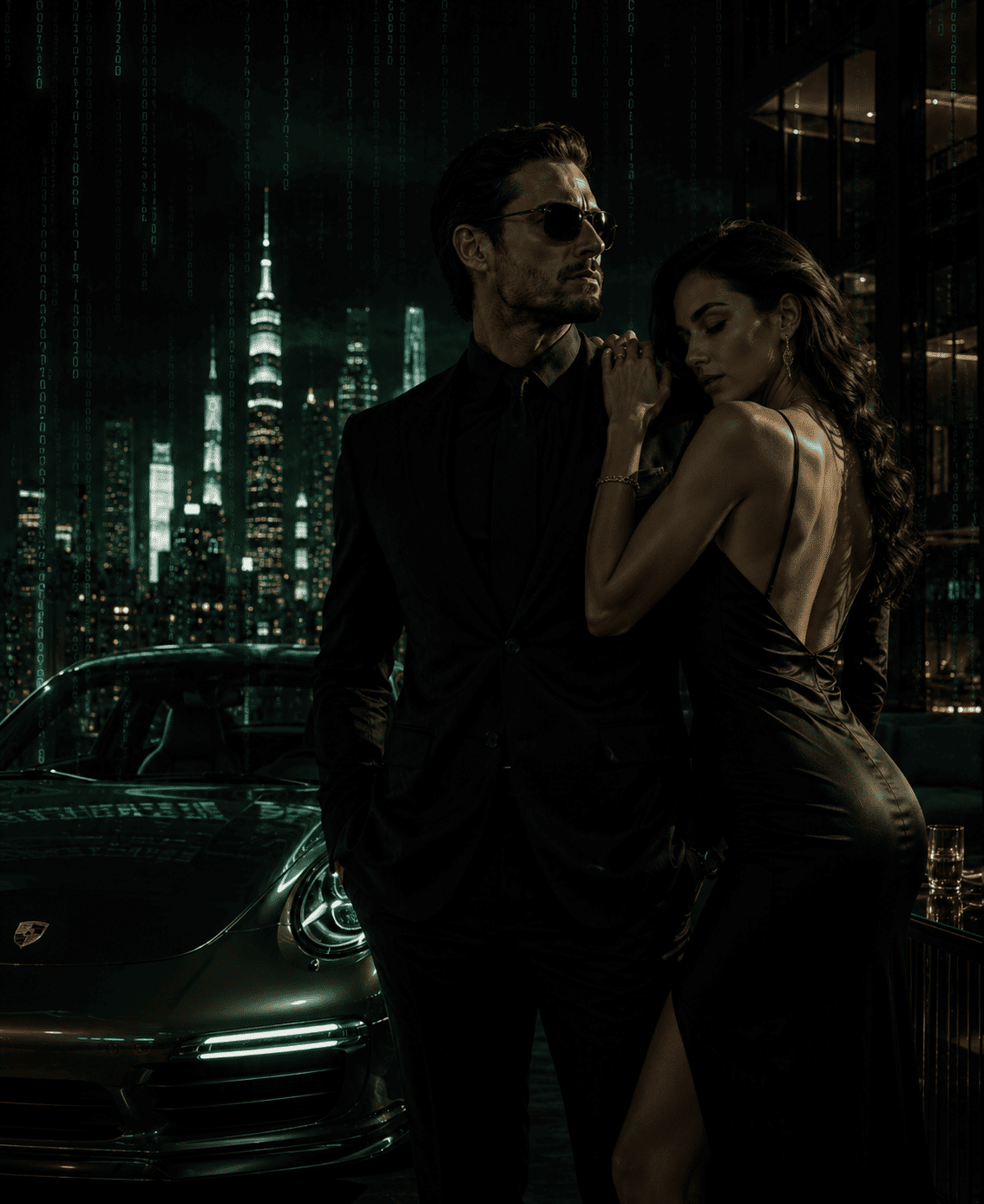 Homem restaurado com luxo, Porsche e presença magnética