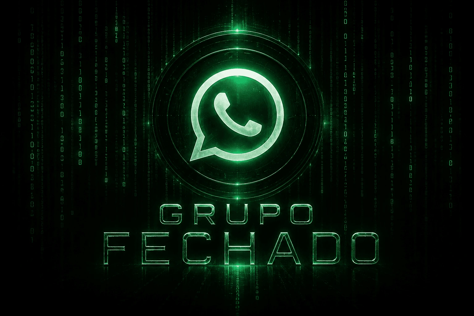 Logo WhatsApp com grupo fechado em estética Matrix